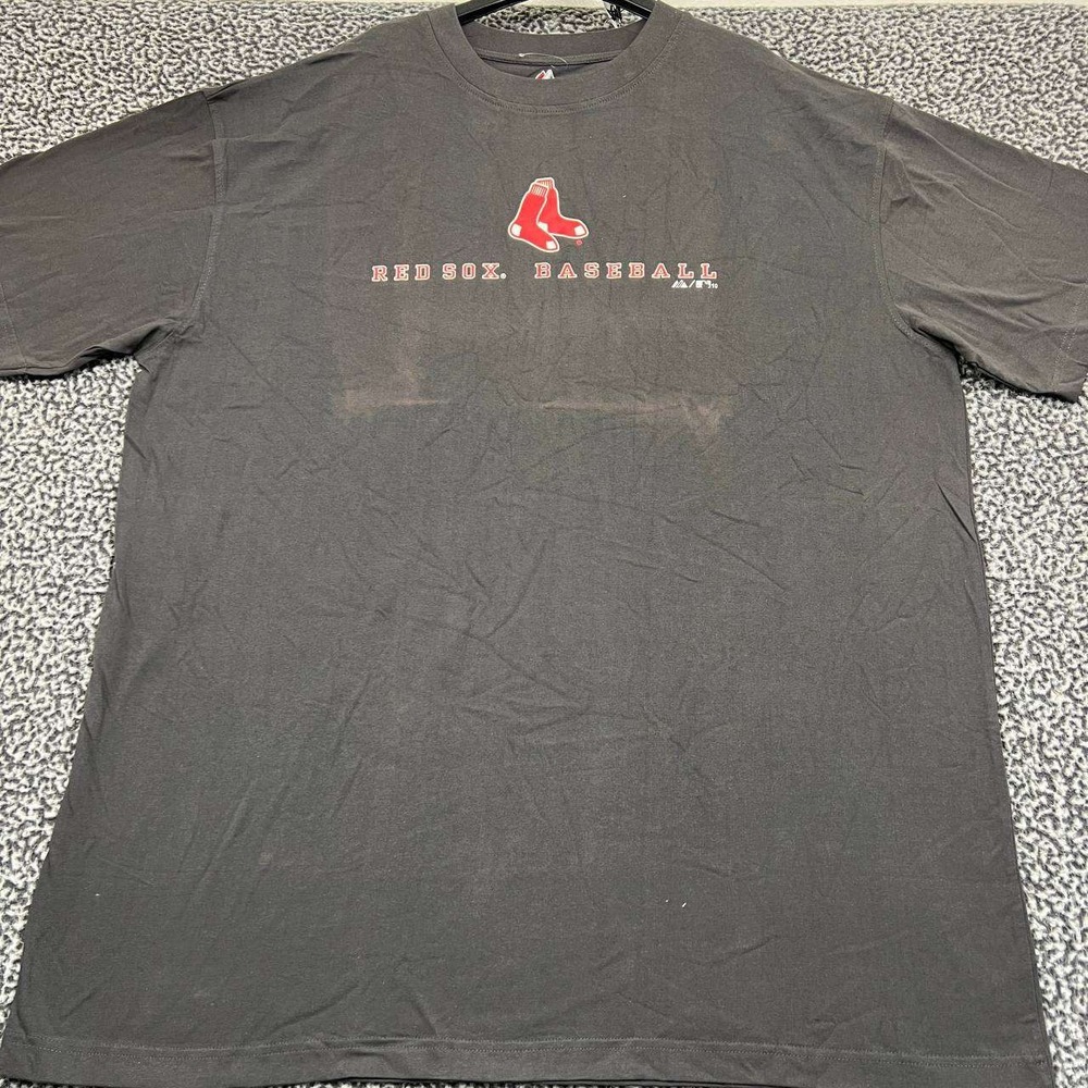Boston Red Sox Shirt Men 2X Black Majestic Short‎ Sleeve Crew Neck Cotton New